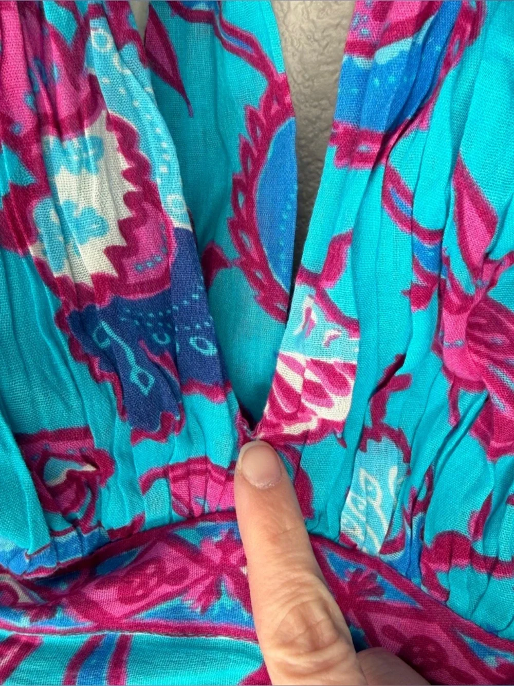 Caroline Constas Criss Cross Halter Floral Maxi Dress Size Small Turquoise Blue